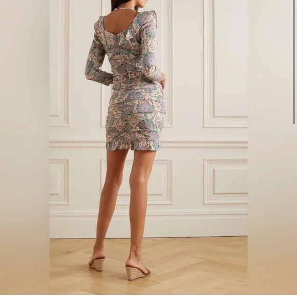 NWT Veronica Beard Lozano Floral Silk Ruched Minidress - Picture 2 of 9